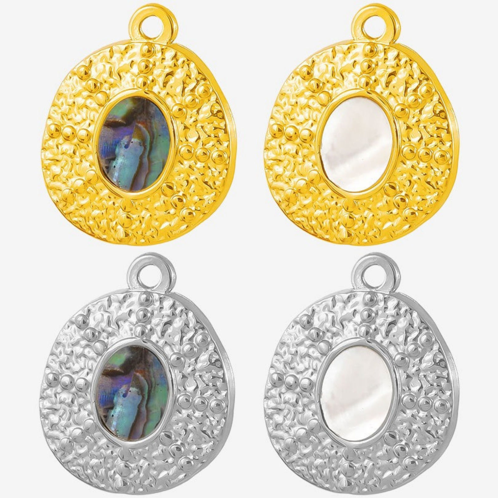 Picture of Eco-friendly 304 Stainless Steel & Natural Shell Charms Multicolor Oval