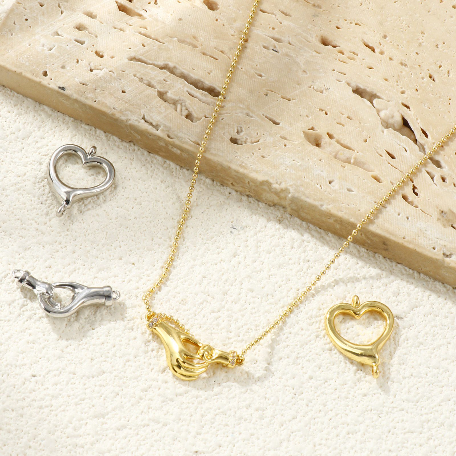 Picture of Brass Connectors Charms Pendants Multicolor Heart Hand