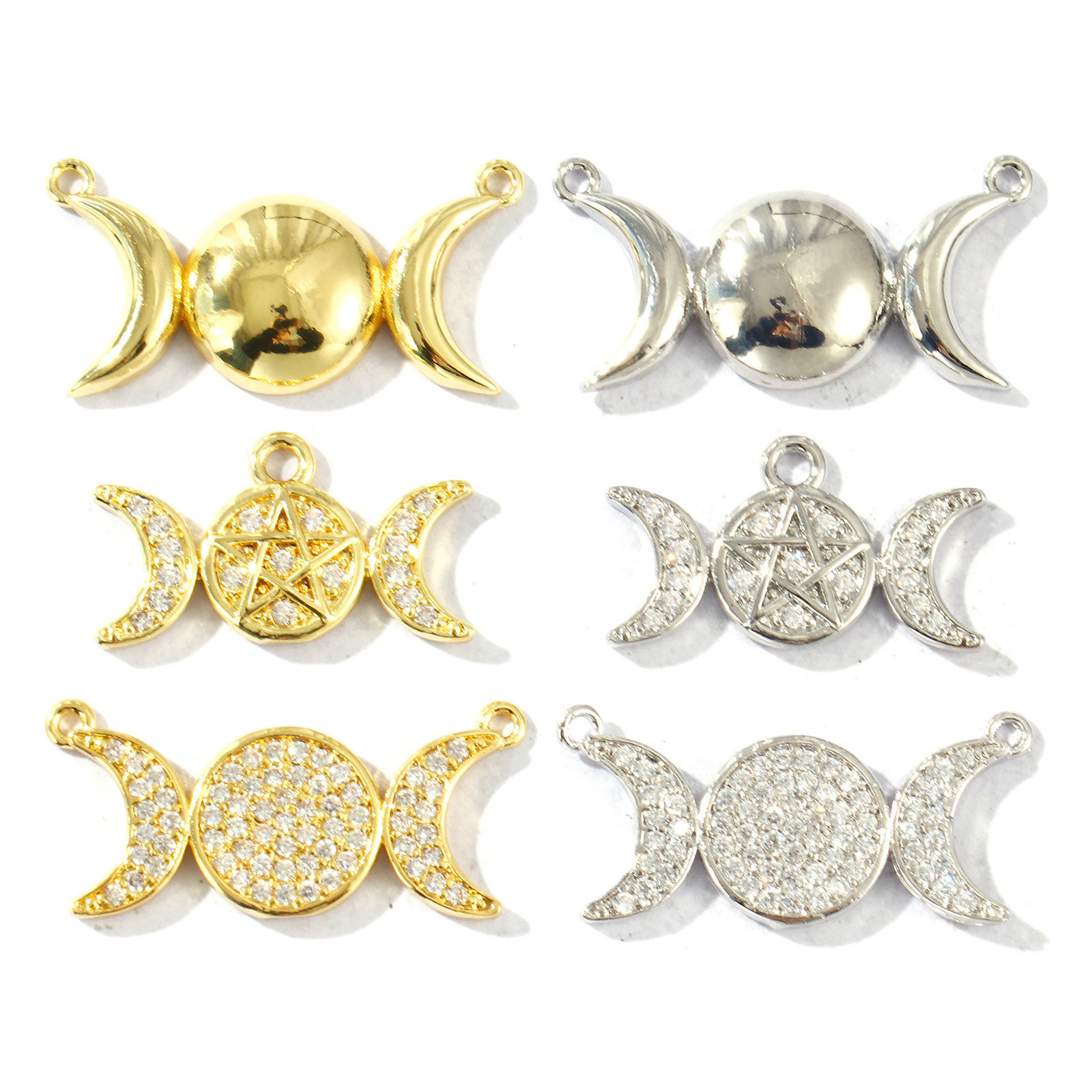 Изображение 1 ШТ Латунь Подвески Разноцветный Луна половина