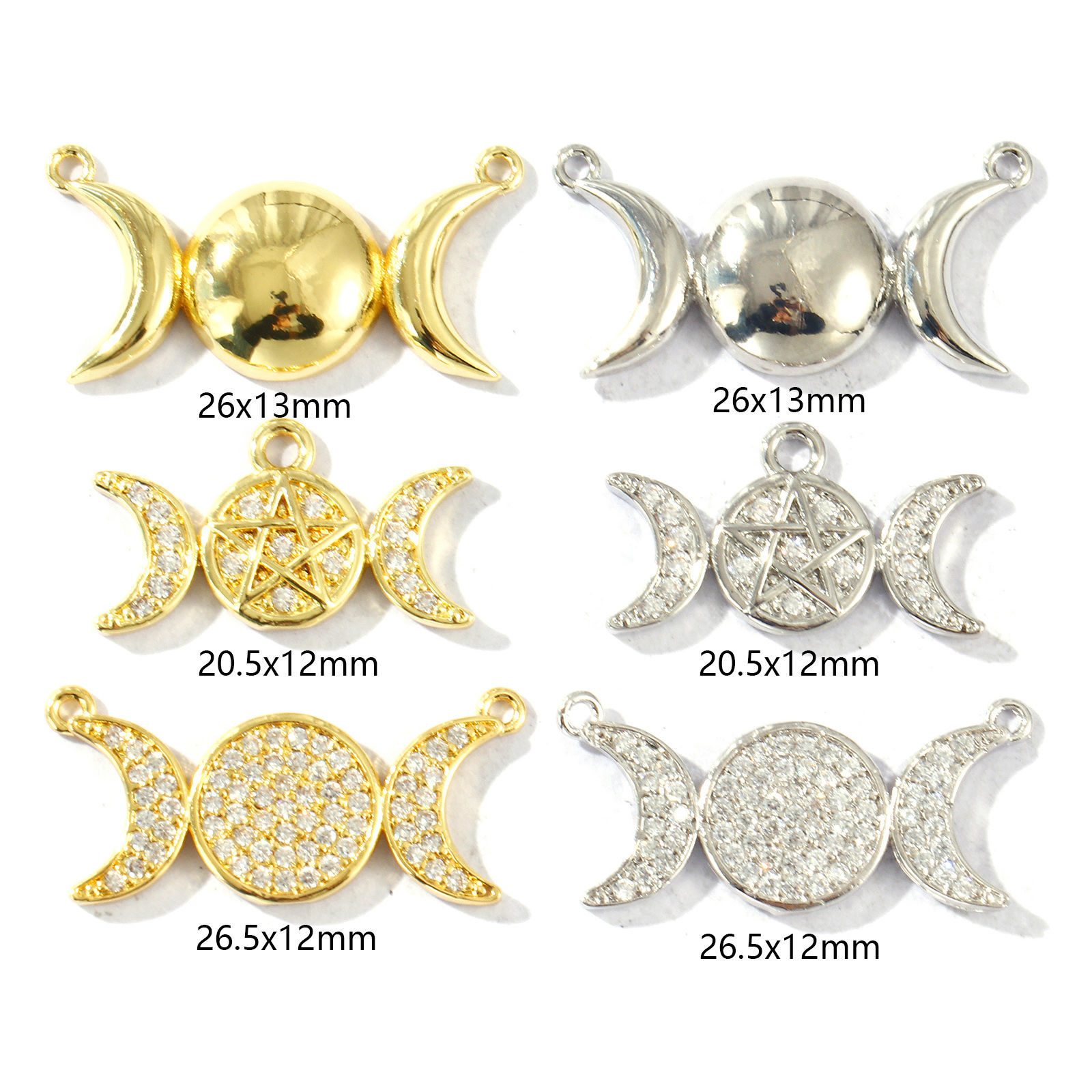 Изображение 1 ШТ Латунь Подвески Разноцветный Луна половина