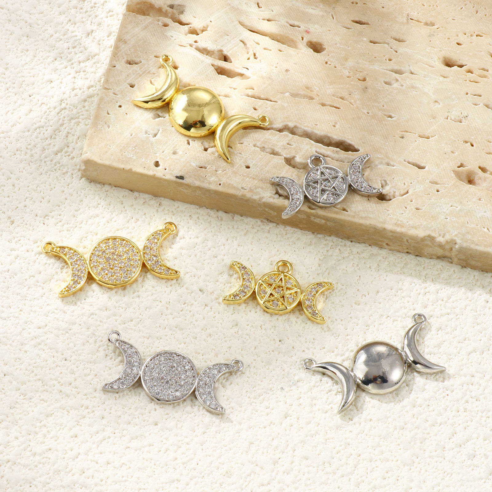 Изображение 1 ШТ Латунь Подвески Разноцветный Луна половина