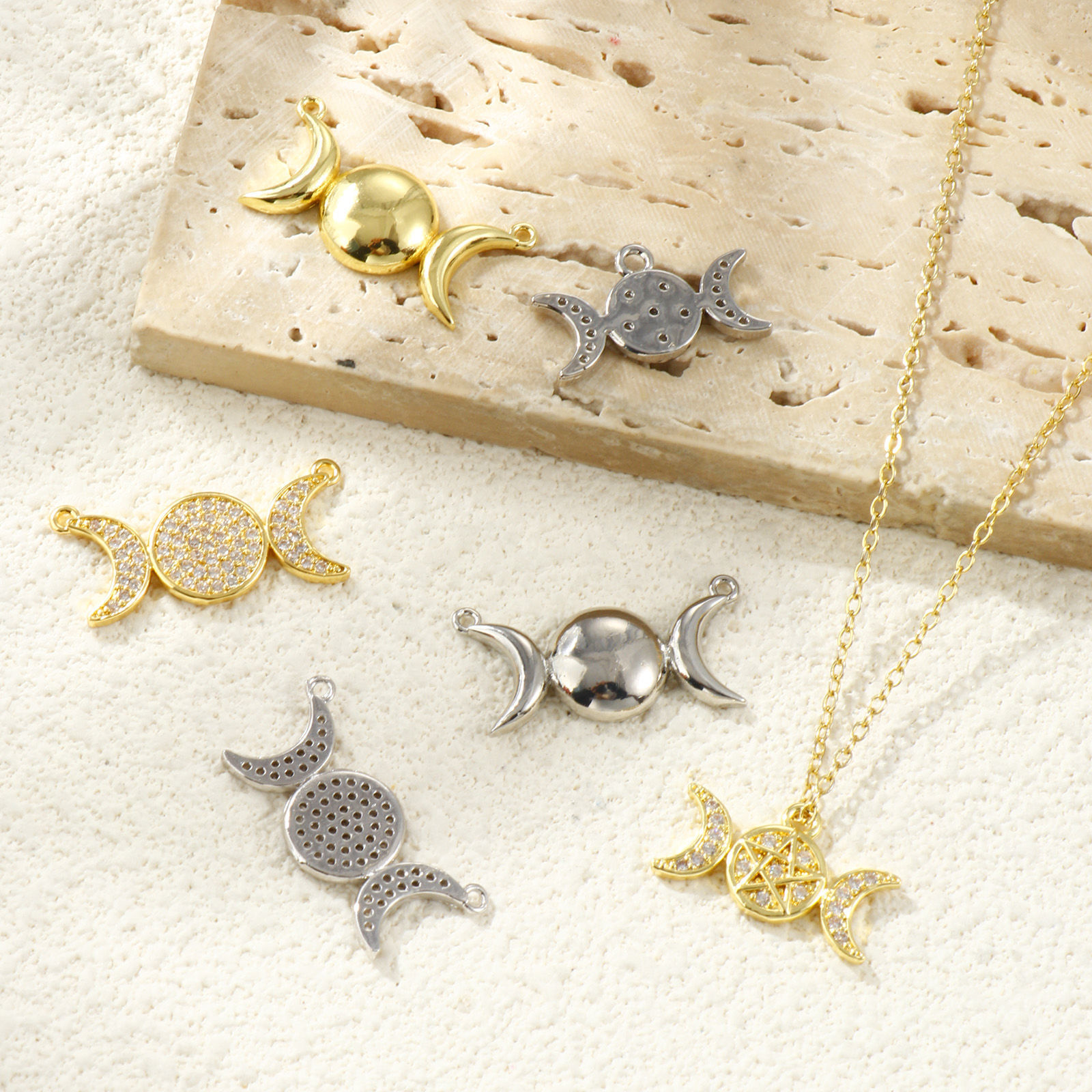 Изображение 1 ШТ Латунь Подвески Разноцветный Луна половина