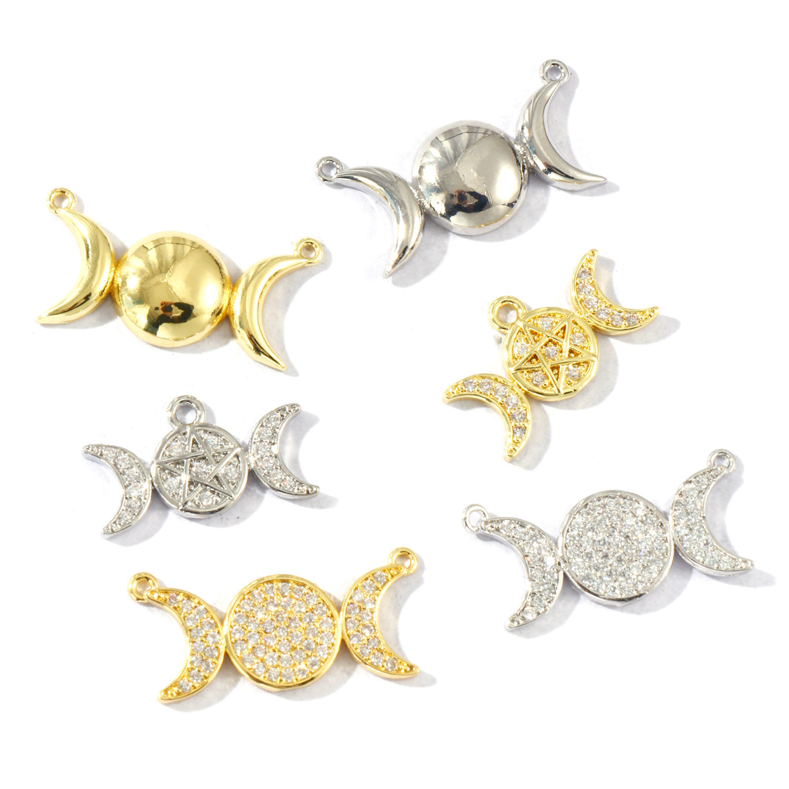 Изображение 1 ШТ Латунь Подвески Разноцветный Луна половина