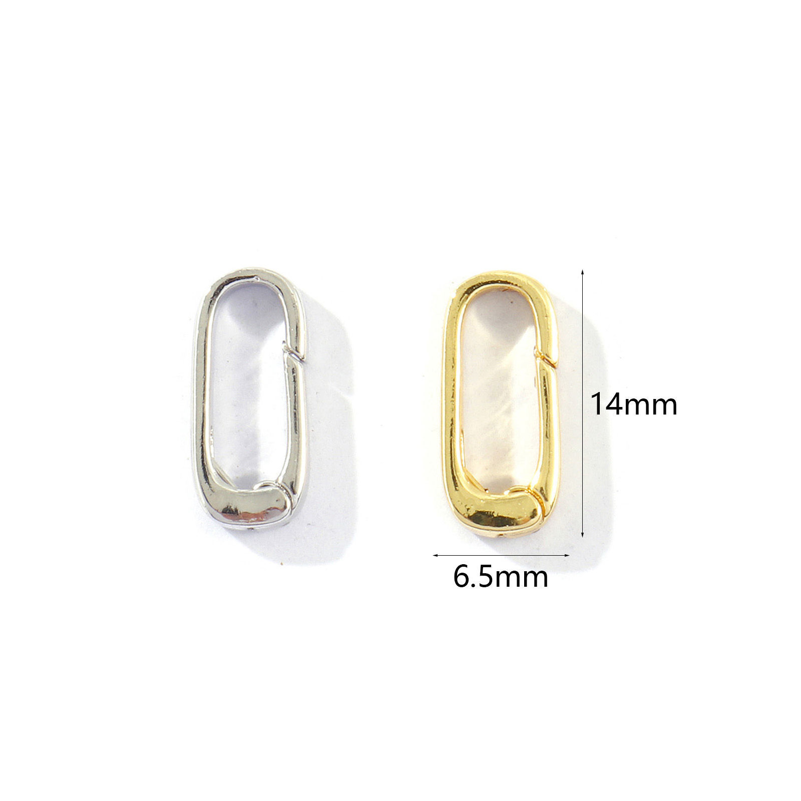 Imagen de 4 Unidades Latón Cierres de Resorte Al Por Mayor Rectángulo 14mm x 6.5mm