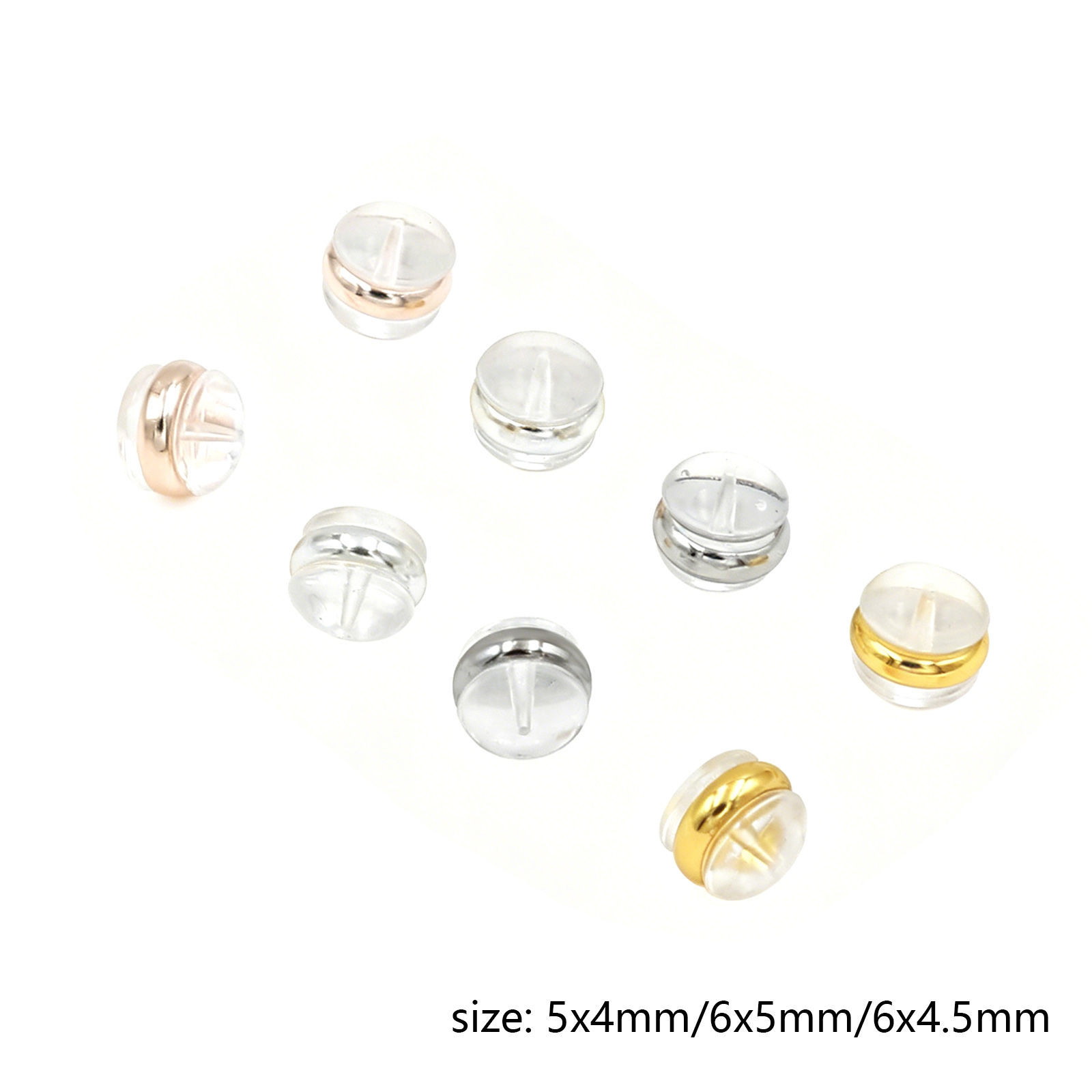 Imagen de 50 Unidades Latón & Silicona Espalda tapones de oído Al Por Mayor Multicolor