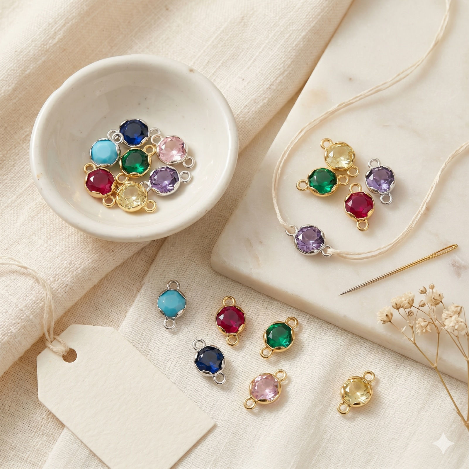 Picture of Brass Connectors Charms Pendants Wholesale Multicolor Round Mini 4mm Dia.