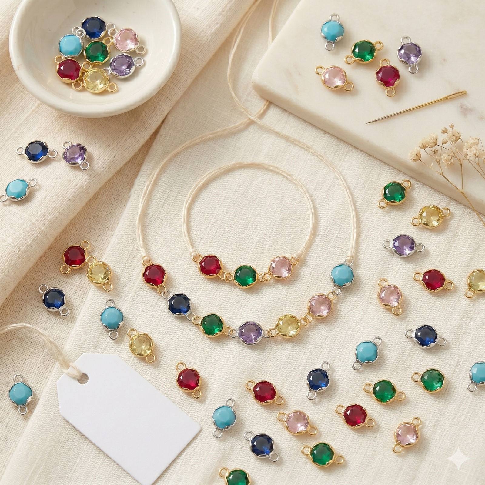 Picture of Brass Connectors Charms Pendants Wholesale Multicolor Round Mini 4mm Dia.