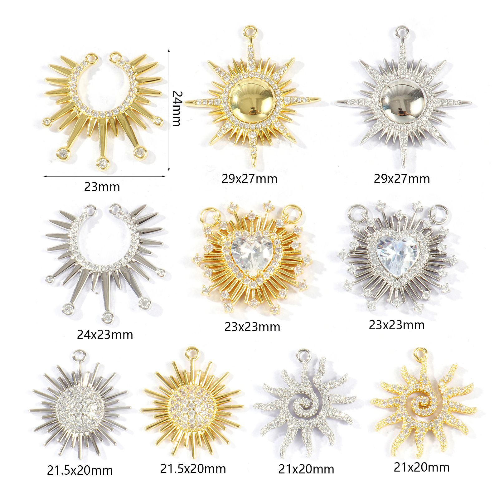 Picture of 1 Piece Brass Charms Wholesale Multicolor Micro Pave Clear Cubic Zirconia