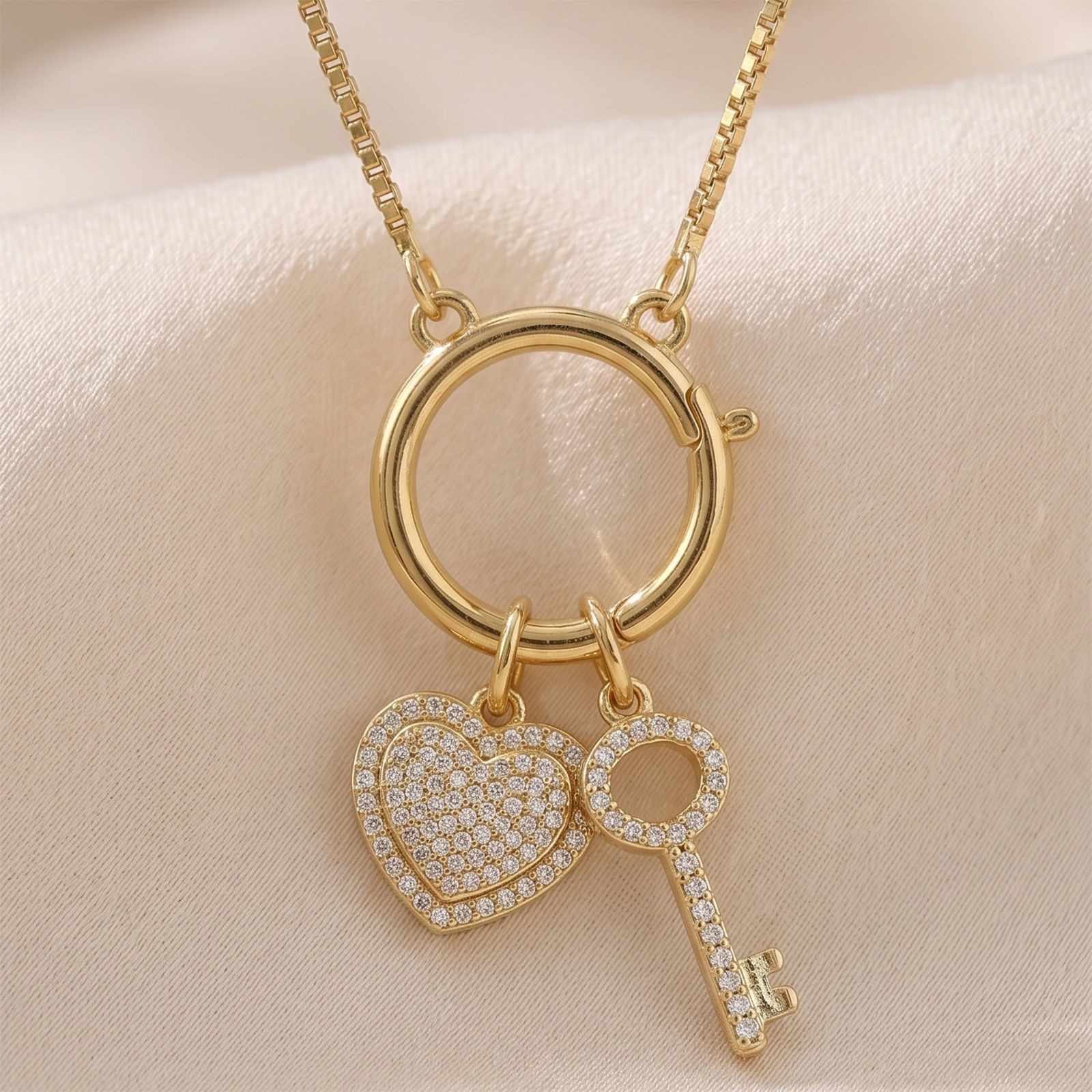Picture of 1 Piece Brass Simple Charm Holder Necklace Wholesale Circle Ring