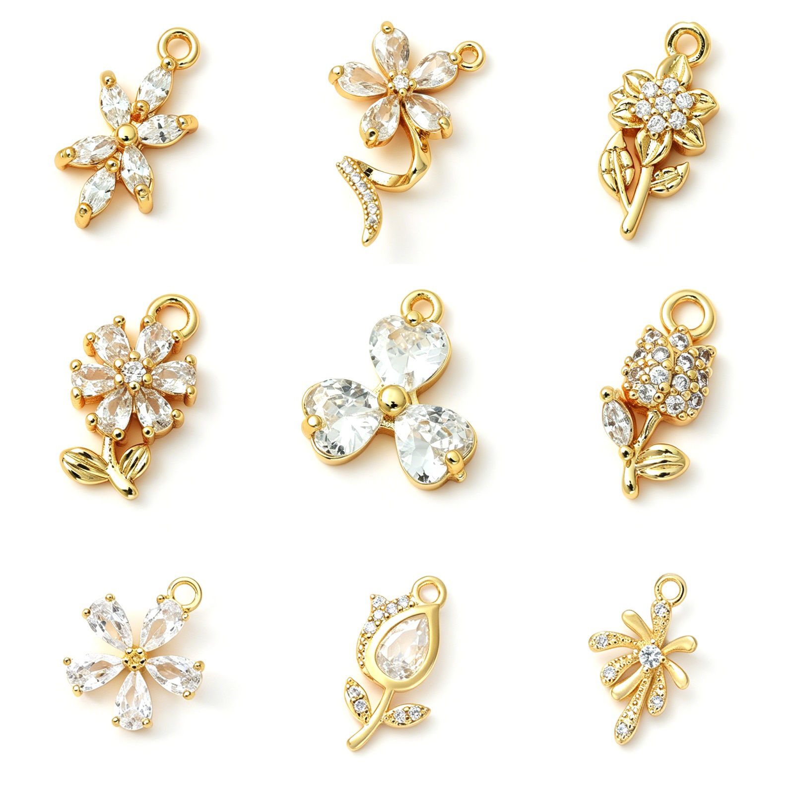 Bild von Messing Charms Großhandel 18K Vergoldet Klar Kubischer Zirkon