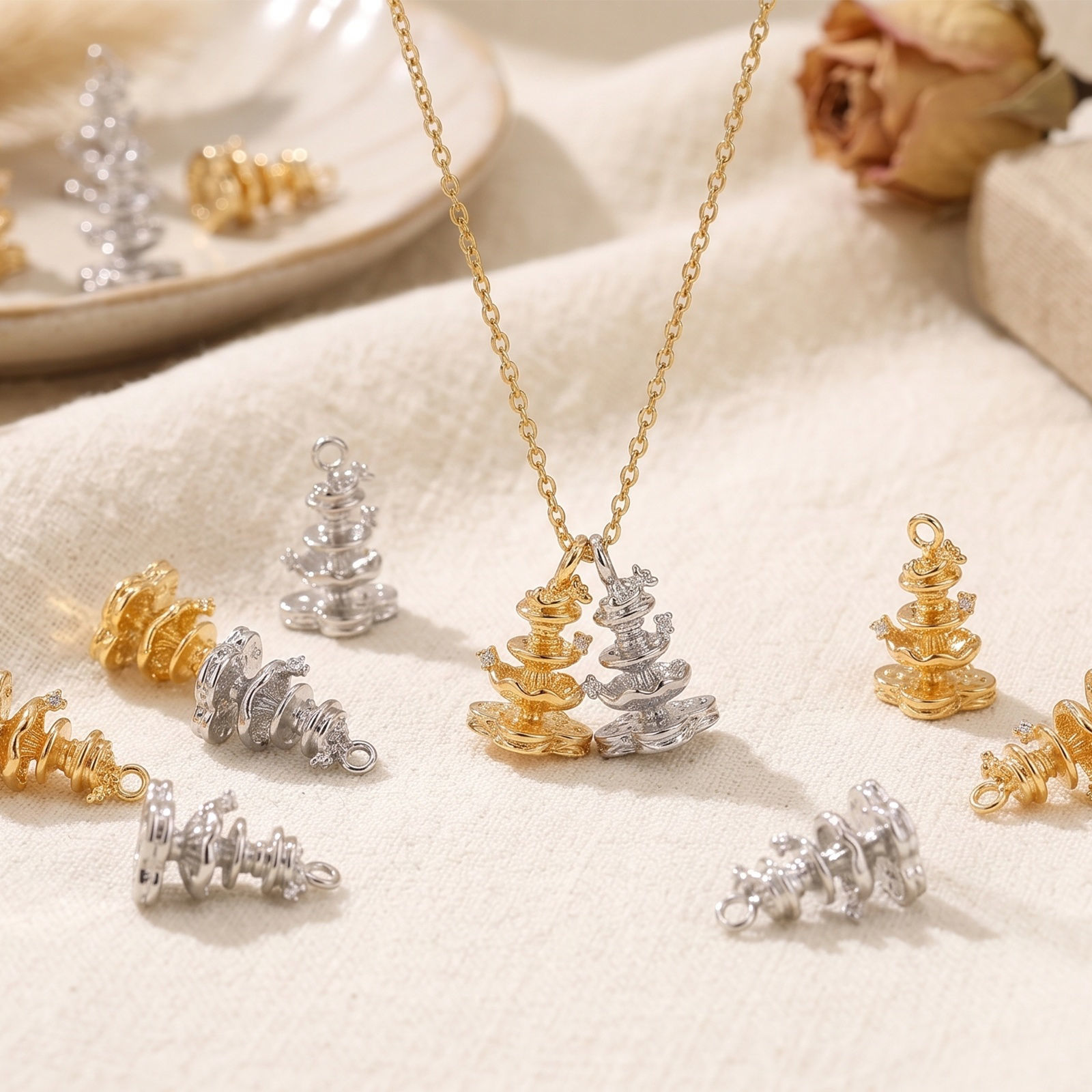 Picture of Eco-friendly Brass Charms Wholesale Real Gold Plated Hourglass 3D