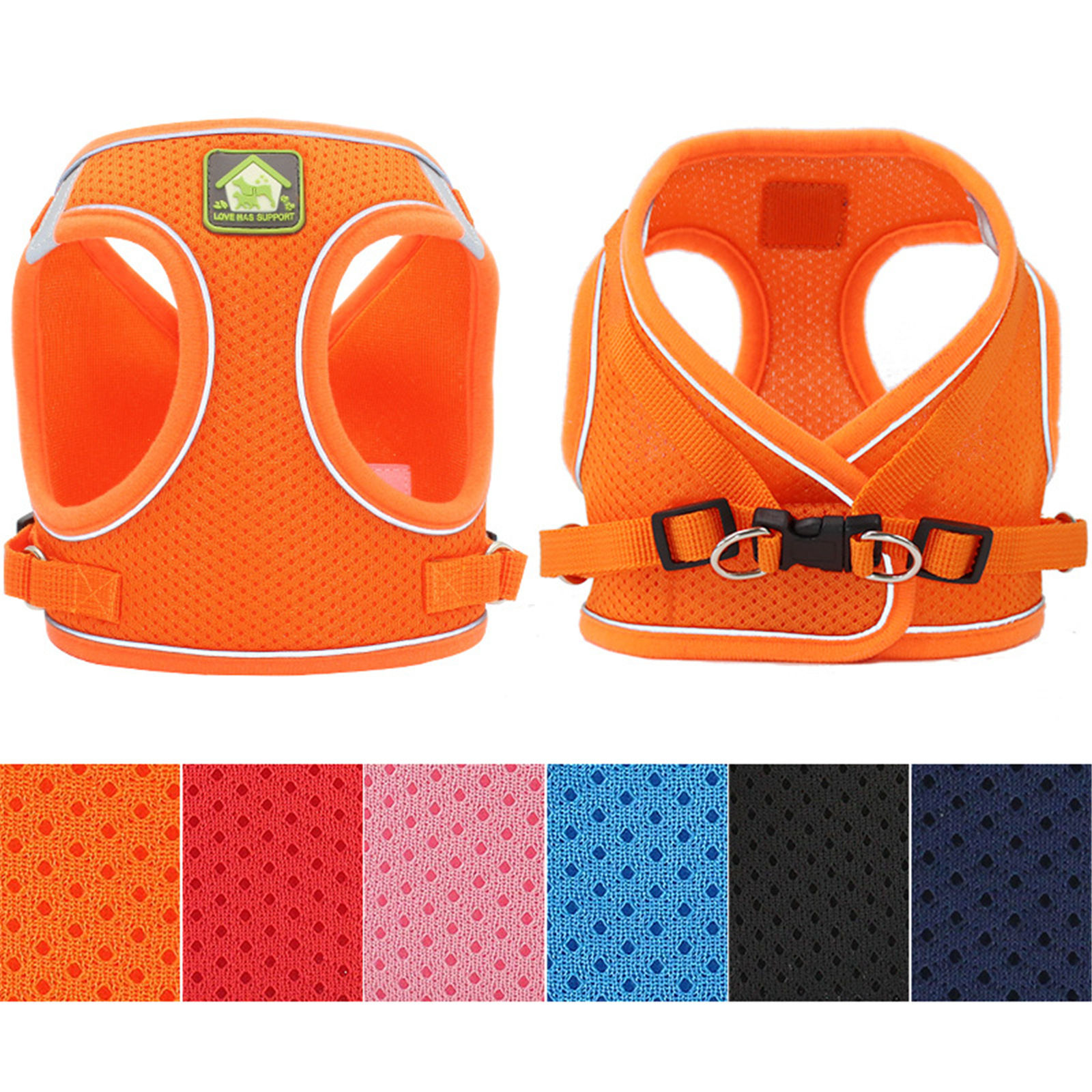Picture of Mesh Fabric Pet Vest Chest Strap Traction Rope Leash Harness 1 Piece