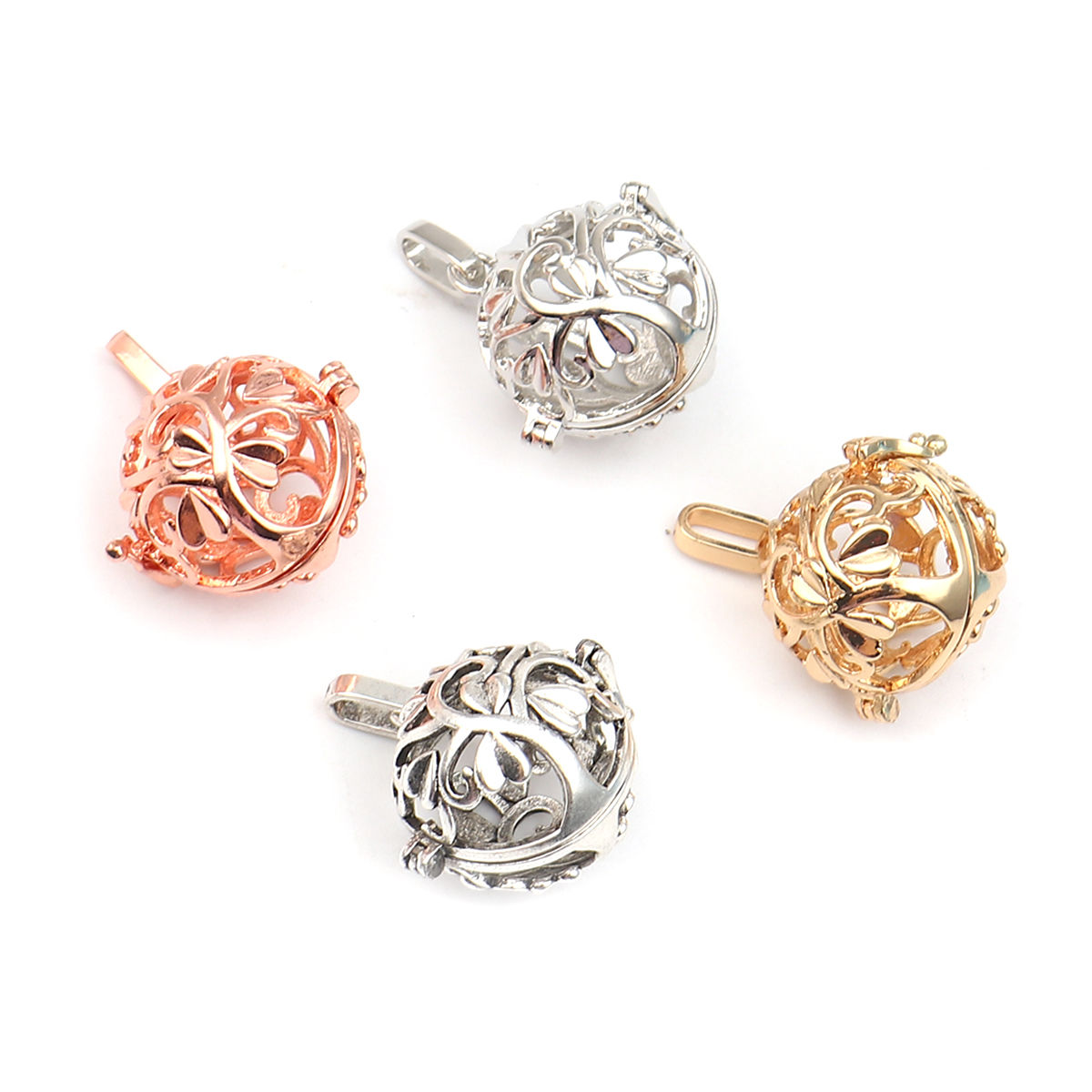 Picture of Zinc Based Alloy Pendants Mexican Angel Caller Bola Harmony Ball Wish Box Locket Tree of Life Multicolor Hollow