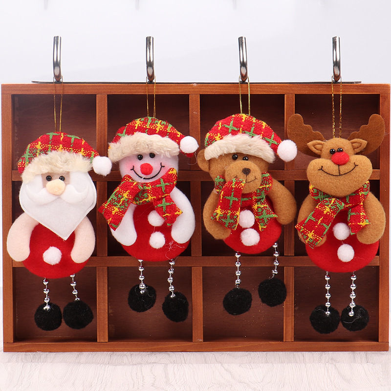Imagen de Tejido Decoración para Colgar Papa Noél Navidad Multicolor 17cm x 8cm, 2 Unidades