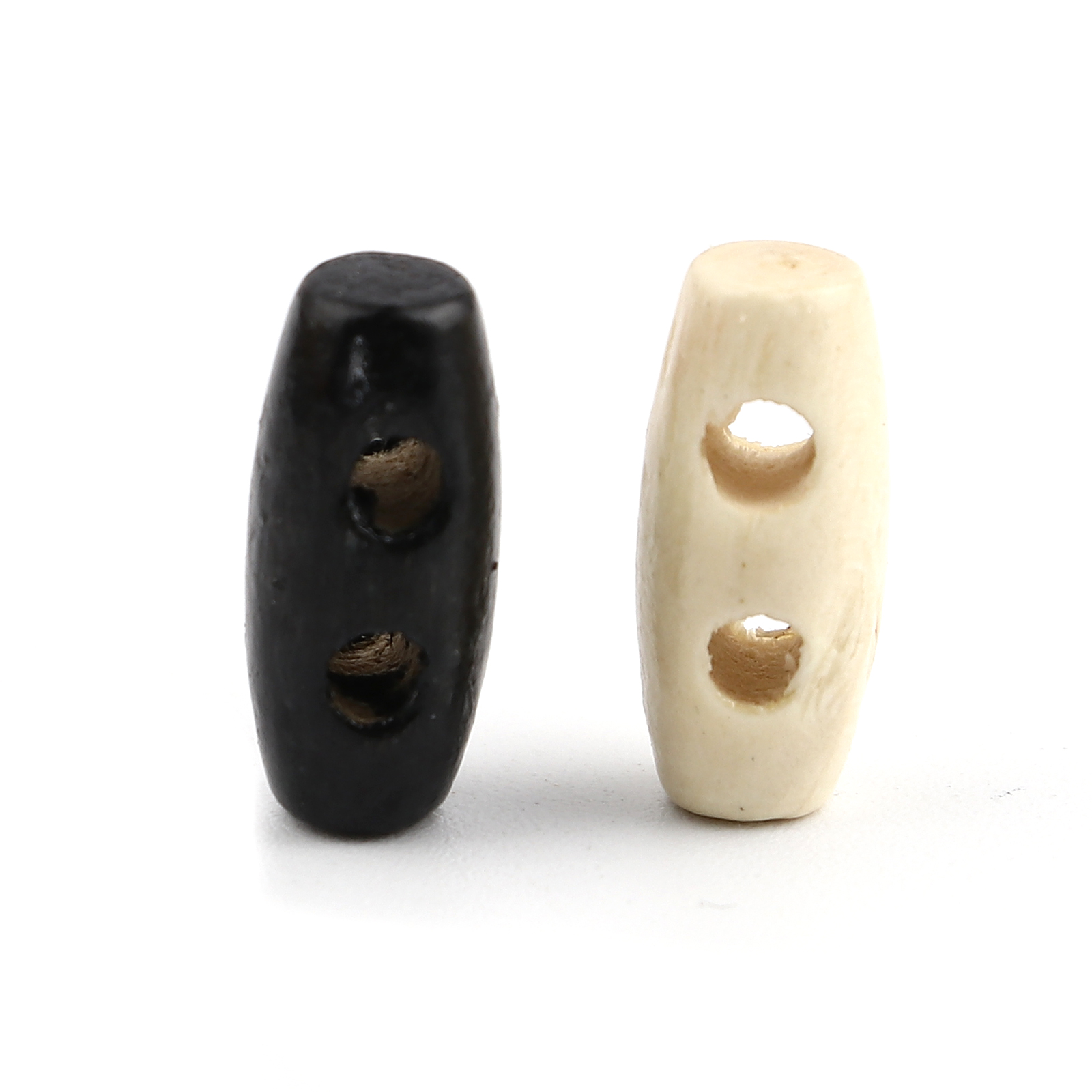 Bild von Natürliches Holz Knebelknöpfe Scrapbooking Zwei Löcher Barrel 16mm x 7mm, 100 Stück