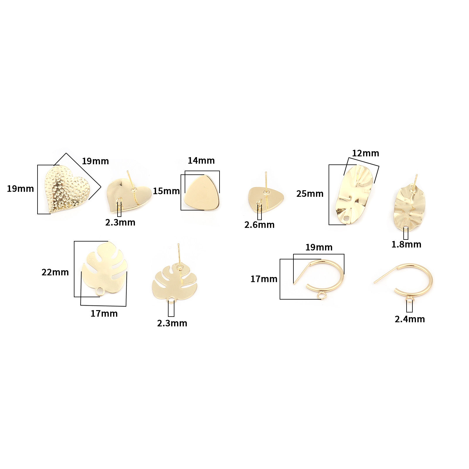Изображение Цинковый Сплав Серьги ШпилькиДеталь 4 ШТ
