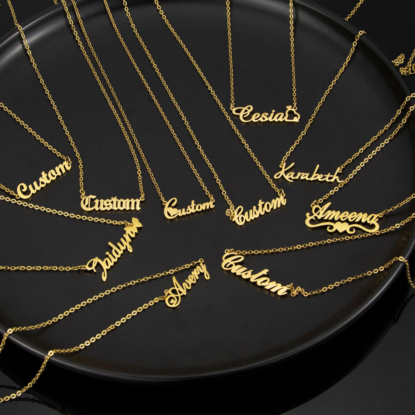 Imagen de 1 Unidad Acero Inoxidable Collar con Nombre Personalizado Colgante con Letra Personalizada