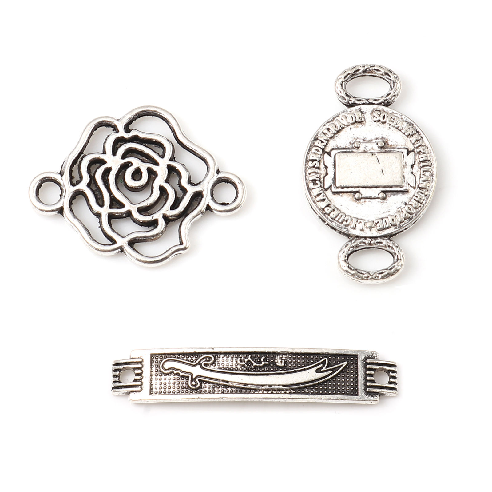 Bild von Zinklegierung Verbinder Blumen Antiksilber 18mm x 13mm, 100 Stück