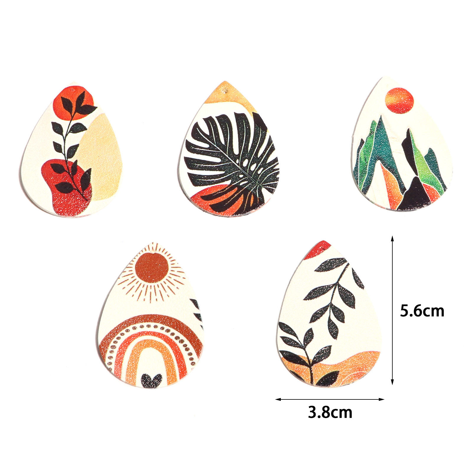 Picture of PU Leather Pendants Drop Multicolor Natural Scenery 5.6cm x 3.8cm