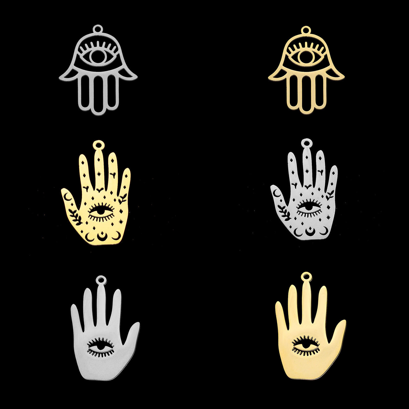 Picture of Stainless Steel Religious Pendants Multicolor Hamsa Symbol Hand