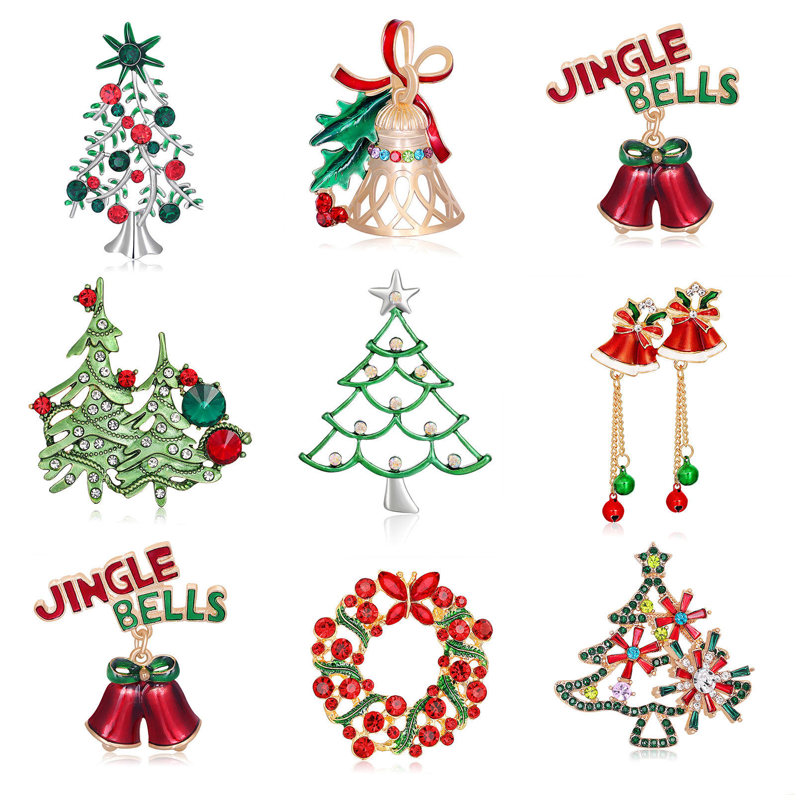 Picture of Exquisite Pin Brooches Christmas Tree Christmas Jingle Bell Multicolor Enamel