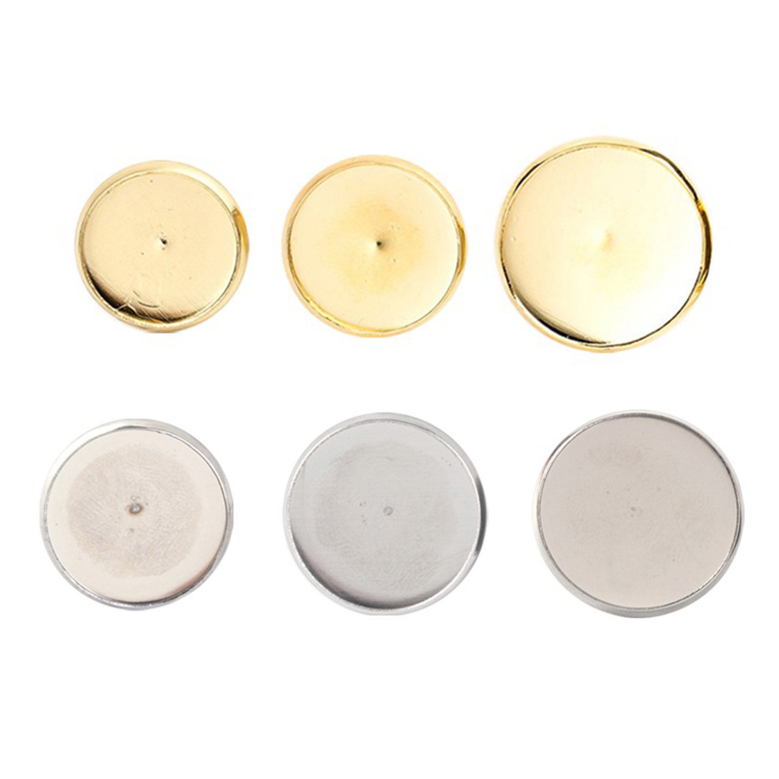 Picture of Stainless Steel Ear Post Stud Earrings Round Gold Plated Cabochon Settings (Fits 12mm Dia.) 14mm( 4/8") x 13mm( 4/8"), Post/ Wire Size: 0.7mm, 4 PCs