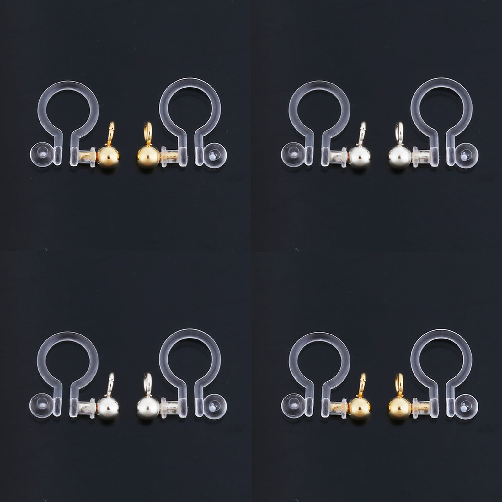Picture of Resin & Stainless Steel No Piercing Ear Clips Earring Findings Round Silver Tone W/ Loop 11mm( 3/8") x 11mm( 3/8"), 10 PCs
