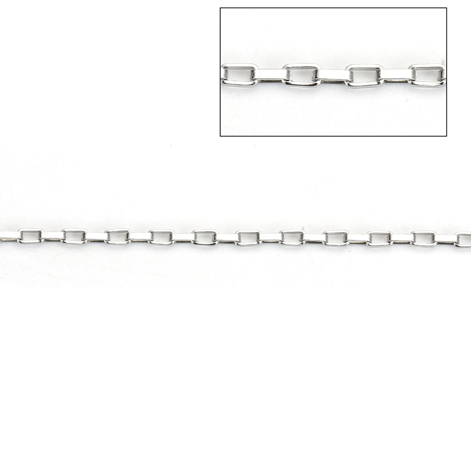 Imagen de Acero Inoxidable Caja Cadena Tono de Plata 2.5x2.5mm, 10 M