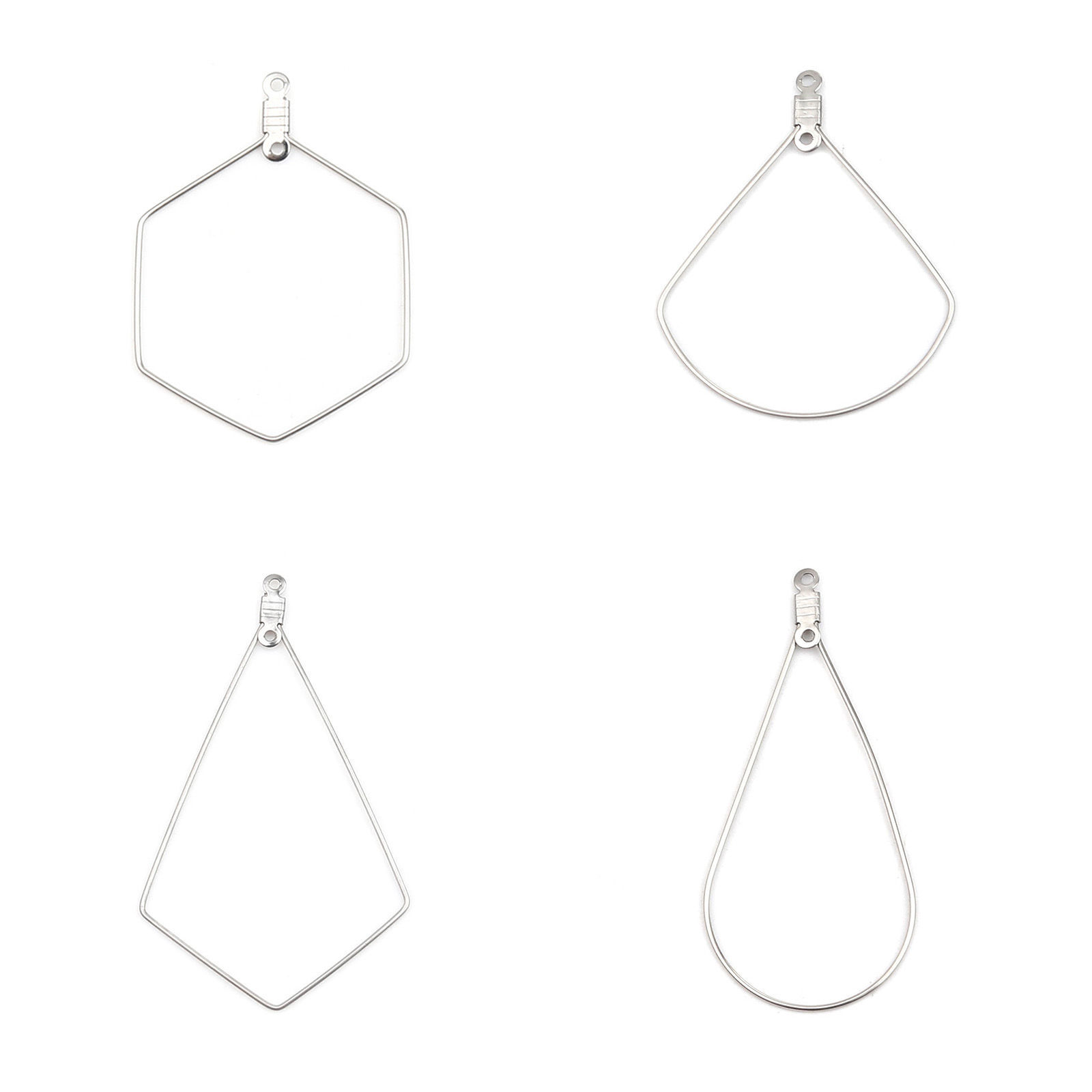 Imagen de Acero Inoxidable Colgantes Gota Tono de Plata 50mm x 23mm, 10 Unidades