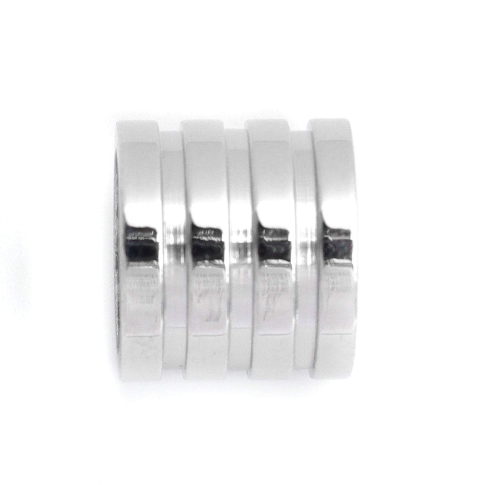 Picture of 304 Stainless Steel Casting Beads Cylinder Silver Tone Stripe 13mm x 9mm, Hole: Approx 8.1mm, 1 Piece