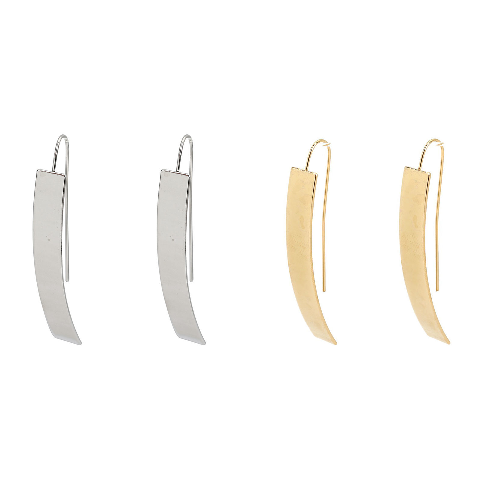 Picture of 304 Stainless Steel Earrings Gold Plated Arc 5.1cm x 0.7cm, Post/ Wire Size: (21 gauge), 1 Pair