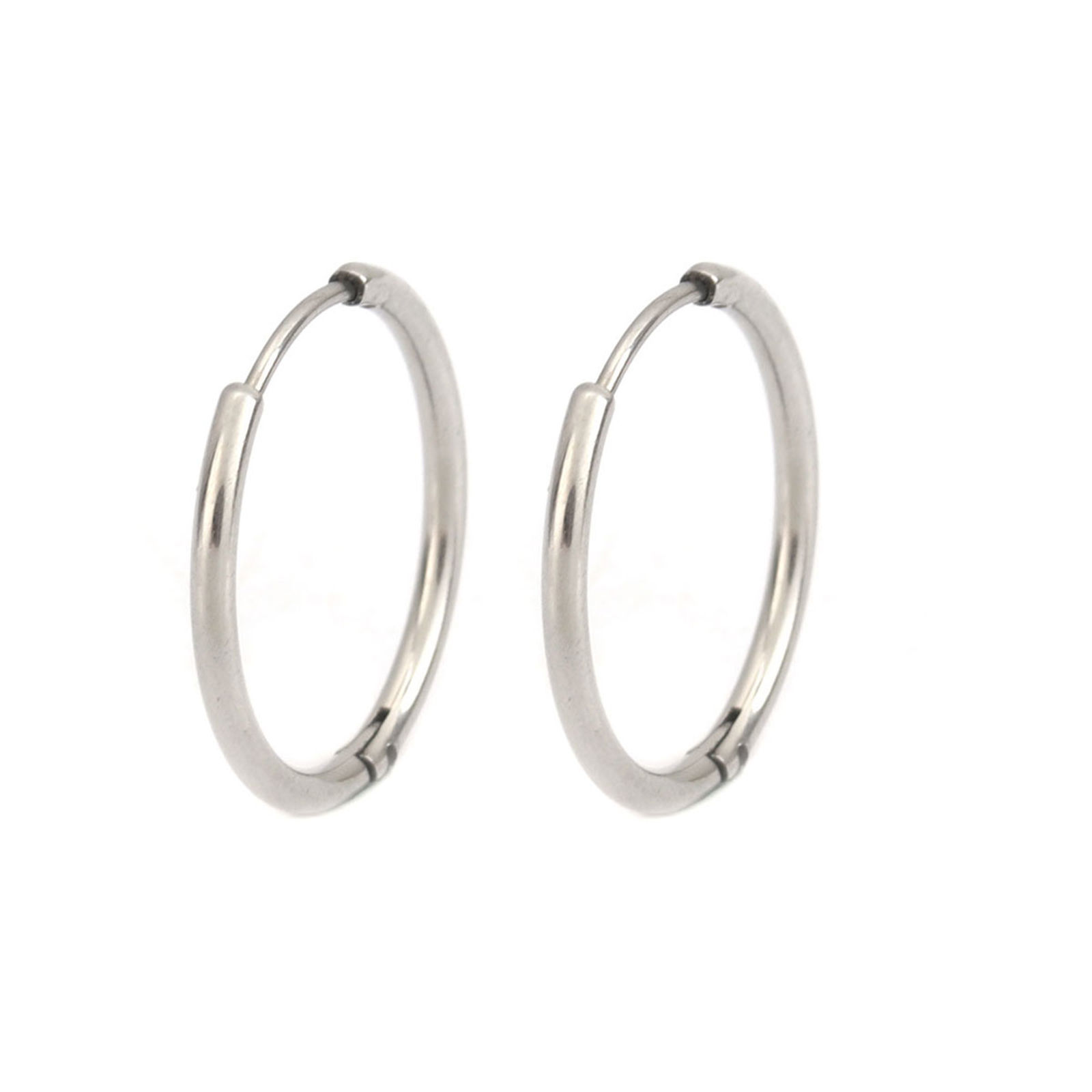 Picture of 304 Stainless Steel Hoop Earrings Silver Tone Round 19mm Dia., Post/ Wire Size: (21 gauge), 2 PCs