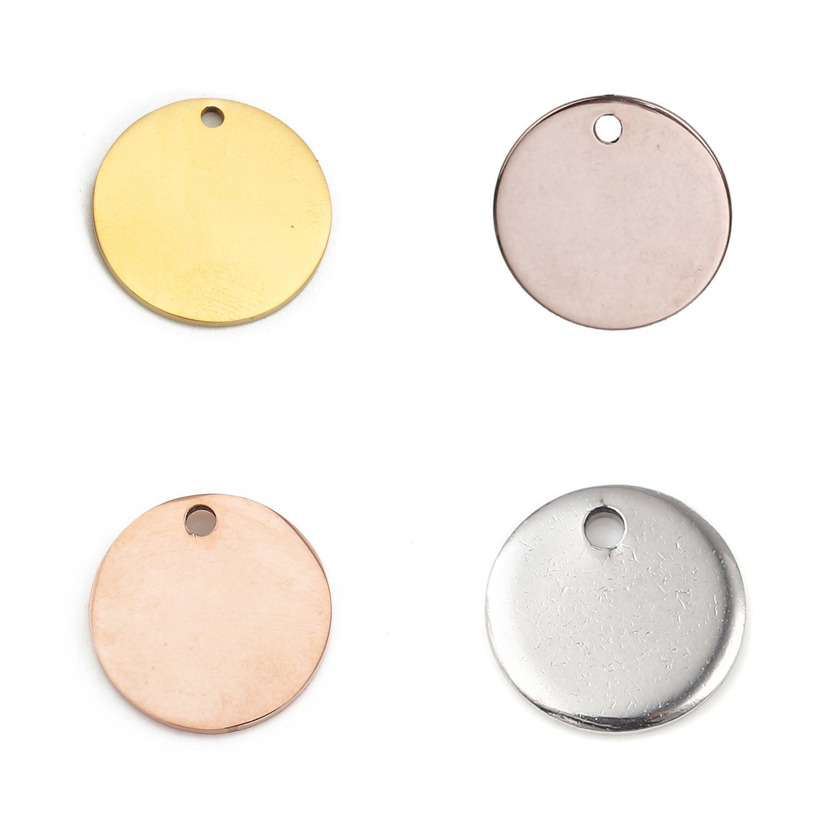Picture of Stainless Steel Pendants Round Disc Rose Gold Blank Stamping Tags One Side 30mm Dia., 2 PCs