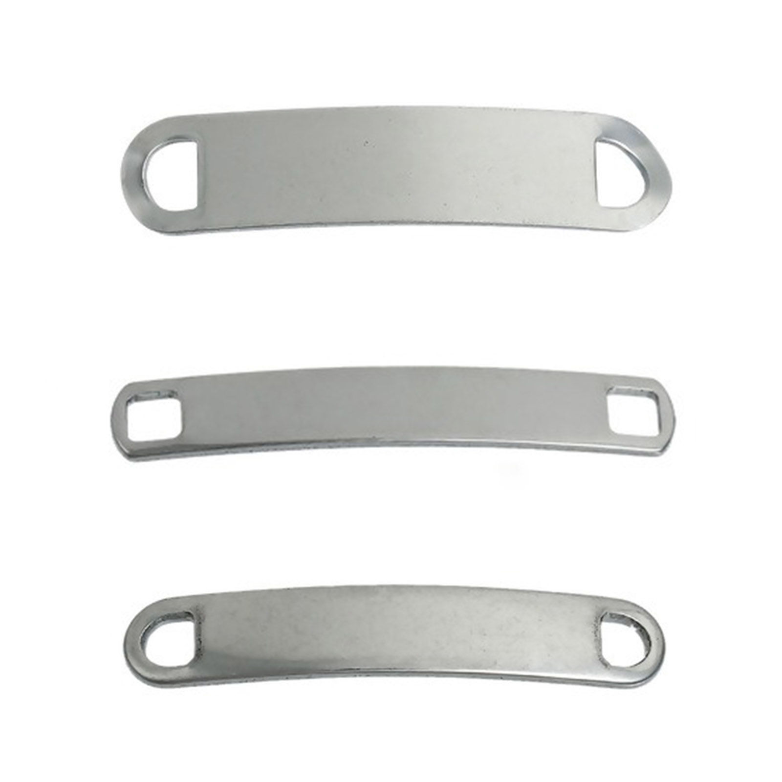 Picture of 304 Stainless Steel Connectors Rectangle Silver Tone Blank Stamping Tags One Side 45mm x 10mm, 5 PCs