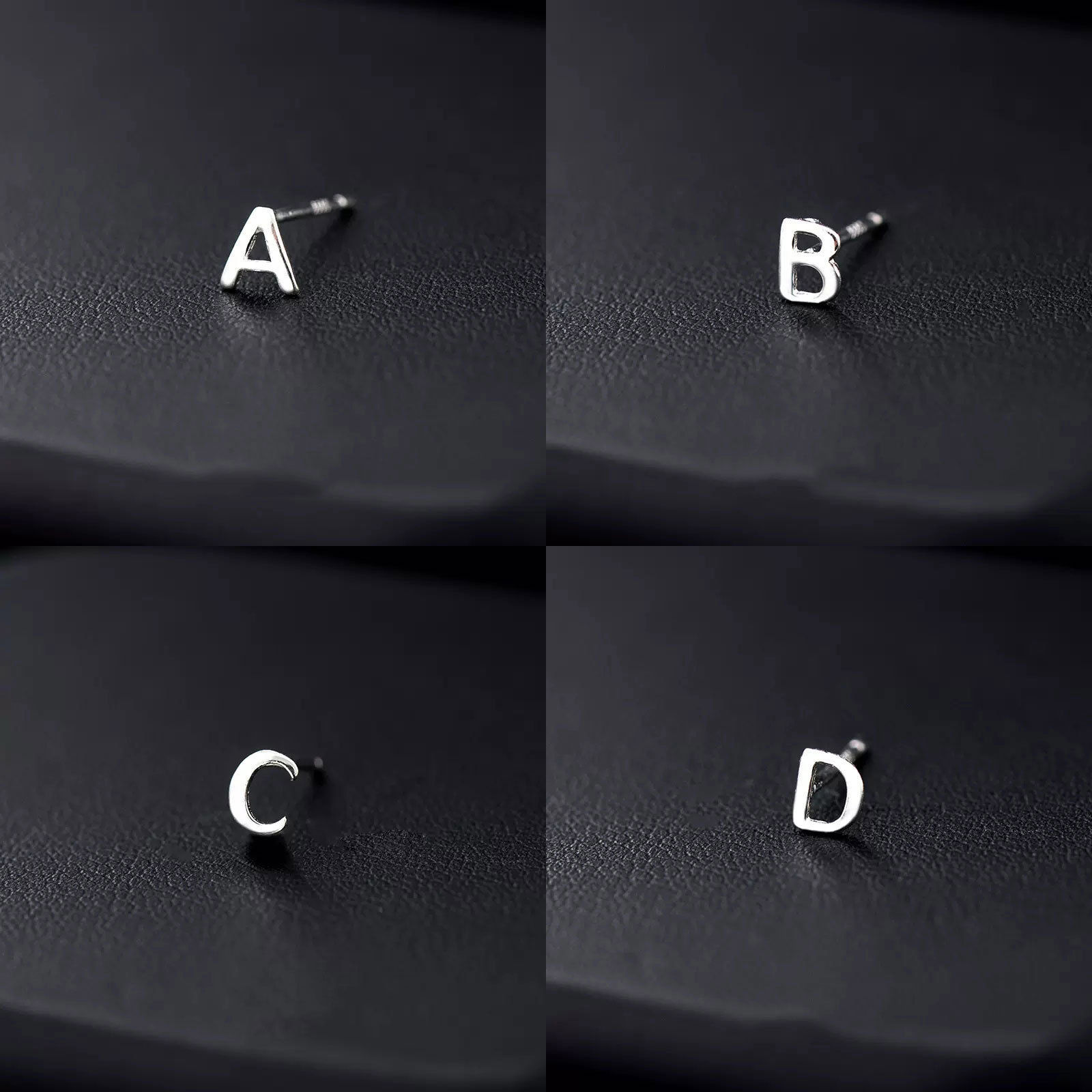 Picture of Copper Stylish Ear Post Stud Earrings Platinum Plated Capital Alphabet/ Letter Message " A-Z "