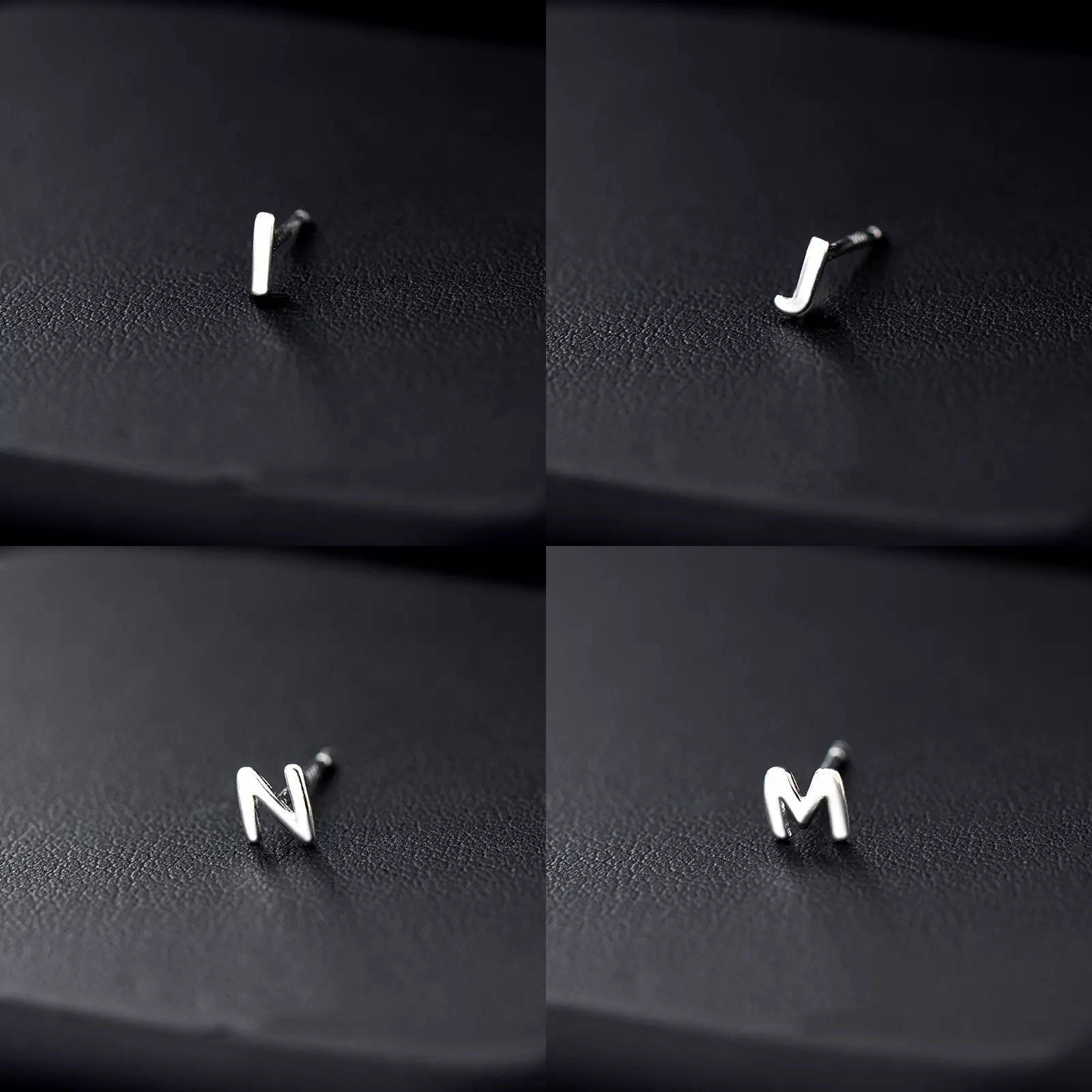 Picture of Copper Stylish Ear Post Stud Earrings Platinum Plated Capital Alphabet/ Letter Message " A-Z "