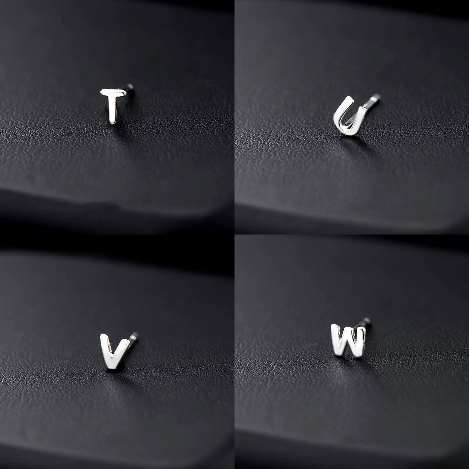 Picture of Copper Stylish Ear Post Stud Earrings Platinum Plated Capital Alphabet/ Letter Message " A-Z "