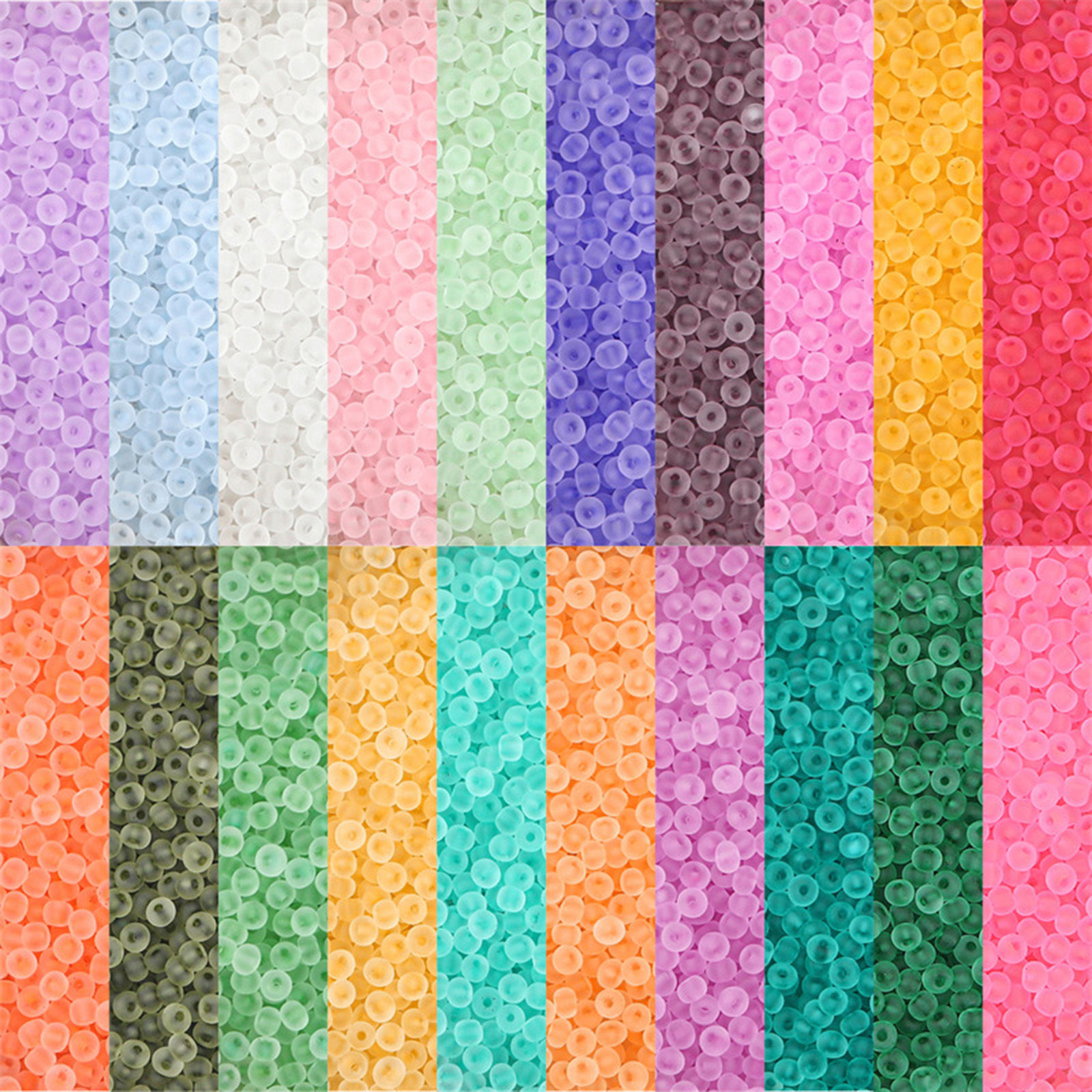 Bild von Glas Rocailles Rocailles Perlen Rund Rocailles Bunt Matt Farbenfroh ca. 3mm D., 20 Gramm