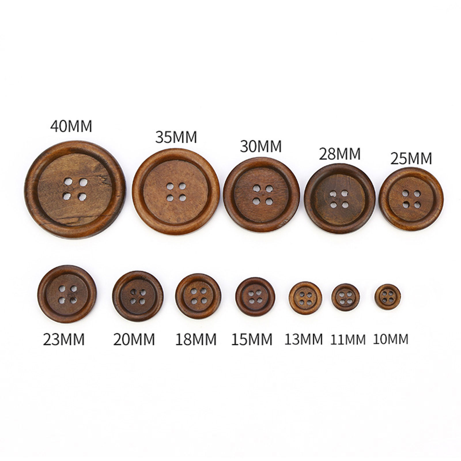 Bild von Natürliches Holz Knöpfe Scrapbooking 4 Löcher Rund Schwarz 11.5mm D., 100 Stück