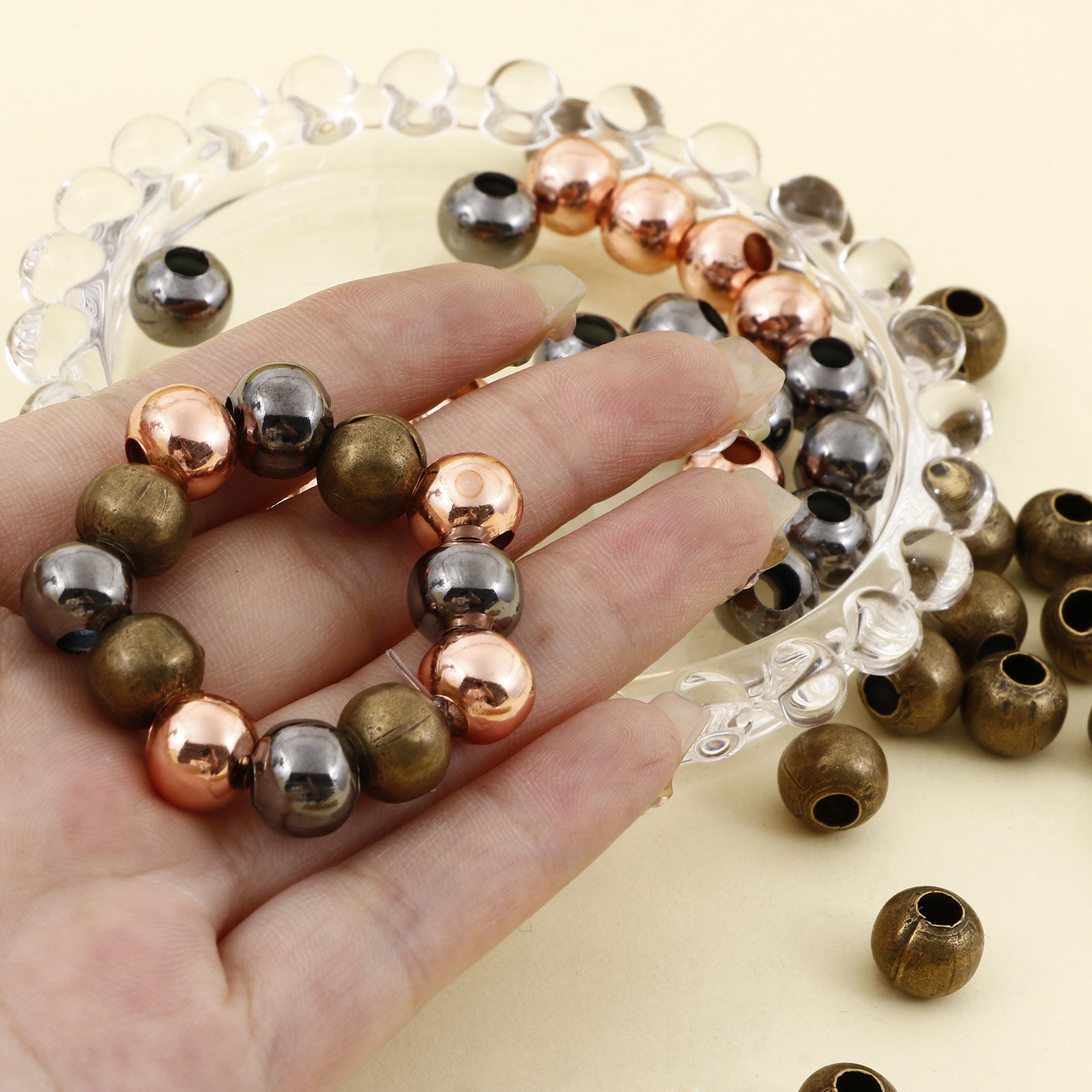 Picture of Iron Based Alloy Spacer Beads For DIY Jewelry Making Multicolor Round