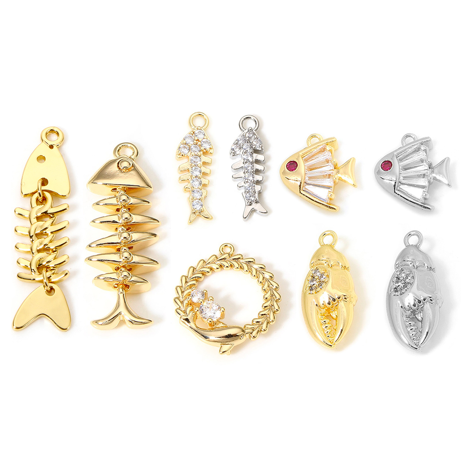 Picture of Brass Ocean Jewelry Connectors Charms Pendants Real Gold Plated