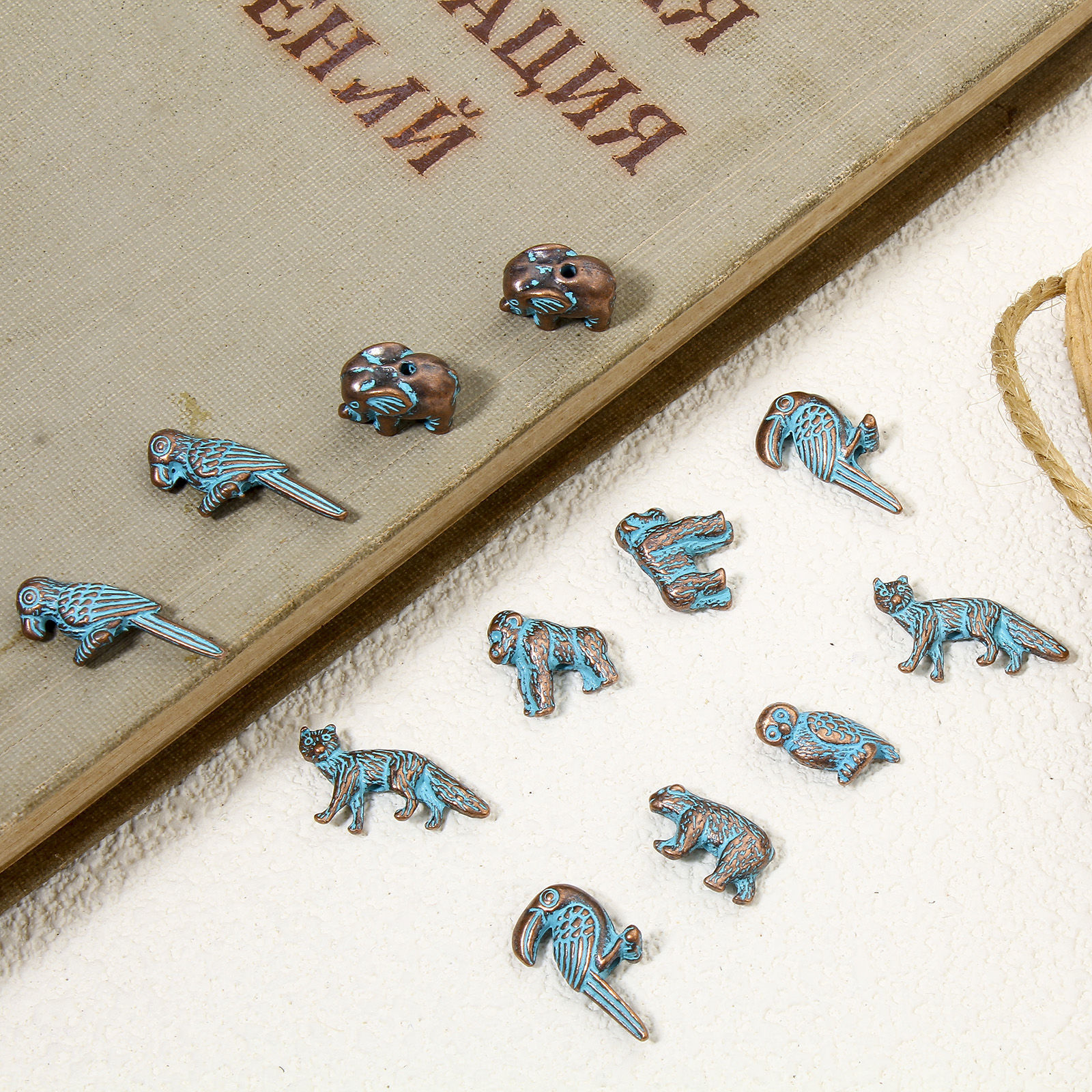 Picture of Zinc Based Alloy Patina Spacer Beads For DIY Jewelry Making Antique Copper Blue Animal