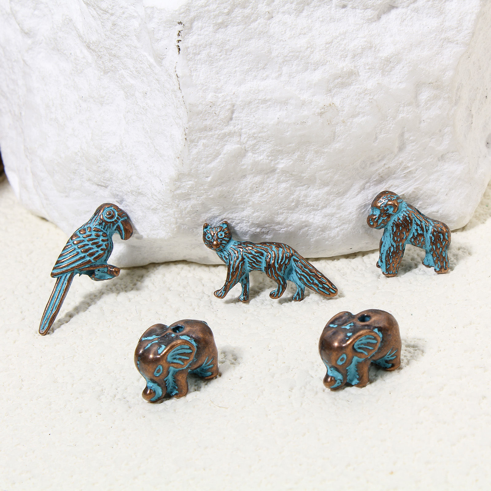 Picture of Zinc Based Alloy Patina Spacer Beads For DIY Jewelry Making Antique Copper Blue Animal