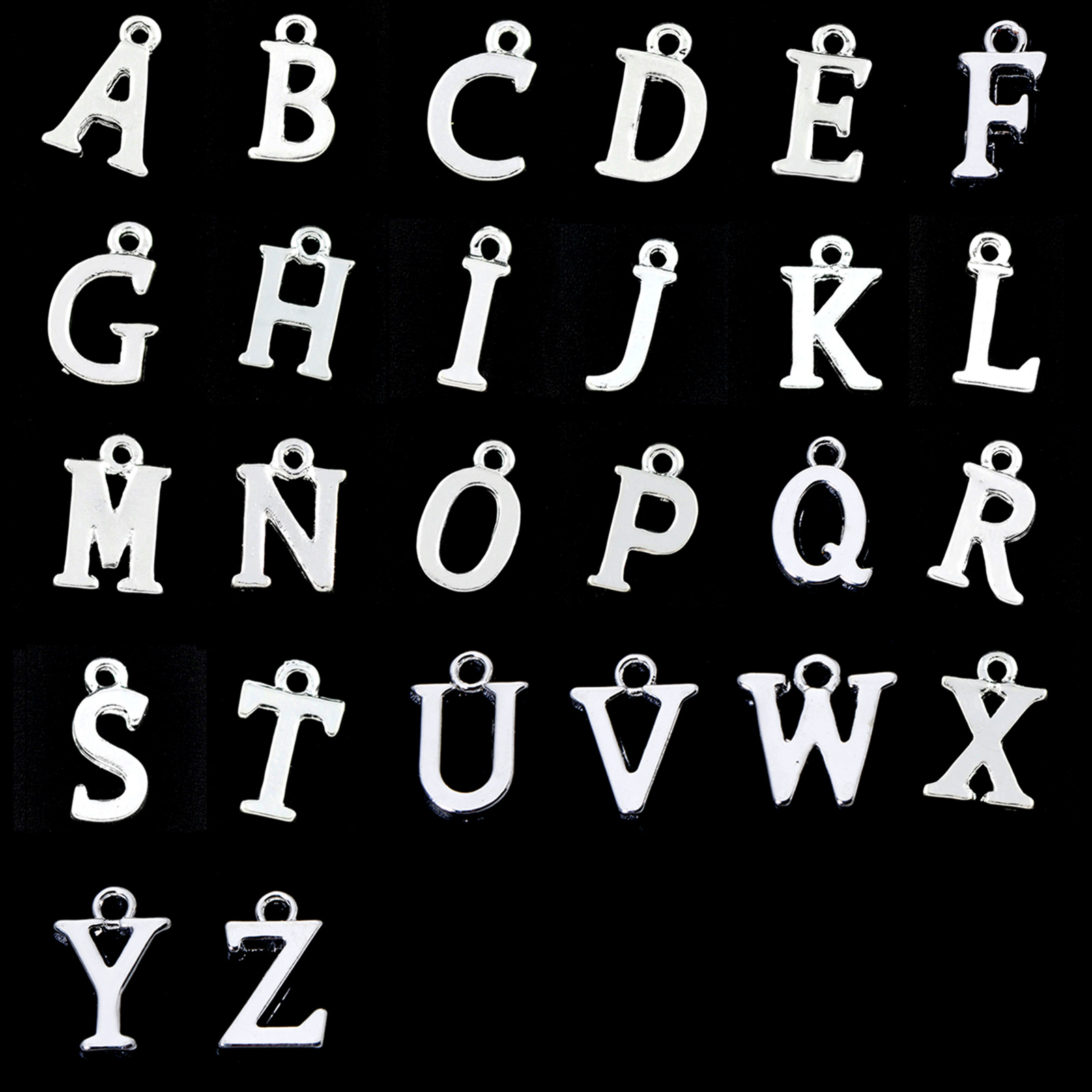 Picture of Zinc Based Alloy Charms Silver Plated Capital Alphabet/ Letter