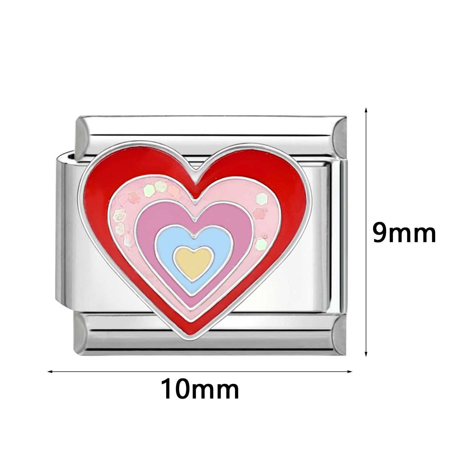 Bild von 304 Edelstahl Charm-Armband mit italienischen Gliedern zur Herstellung von DIY-Schmuck Silberfarbe Rechteck 10mm x 9mm