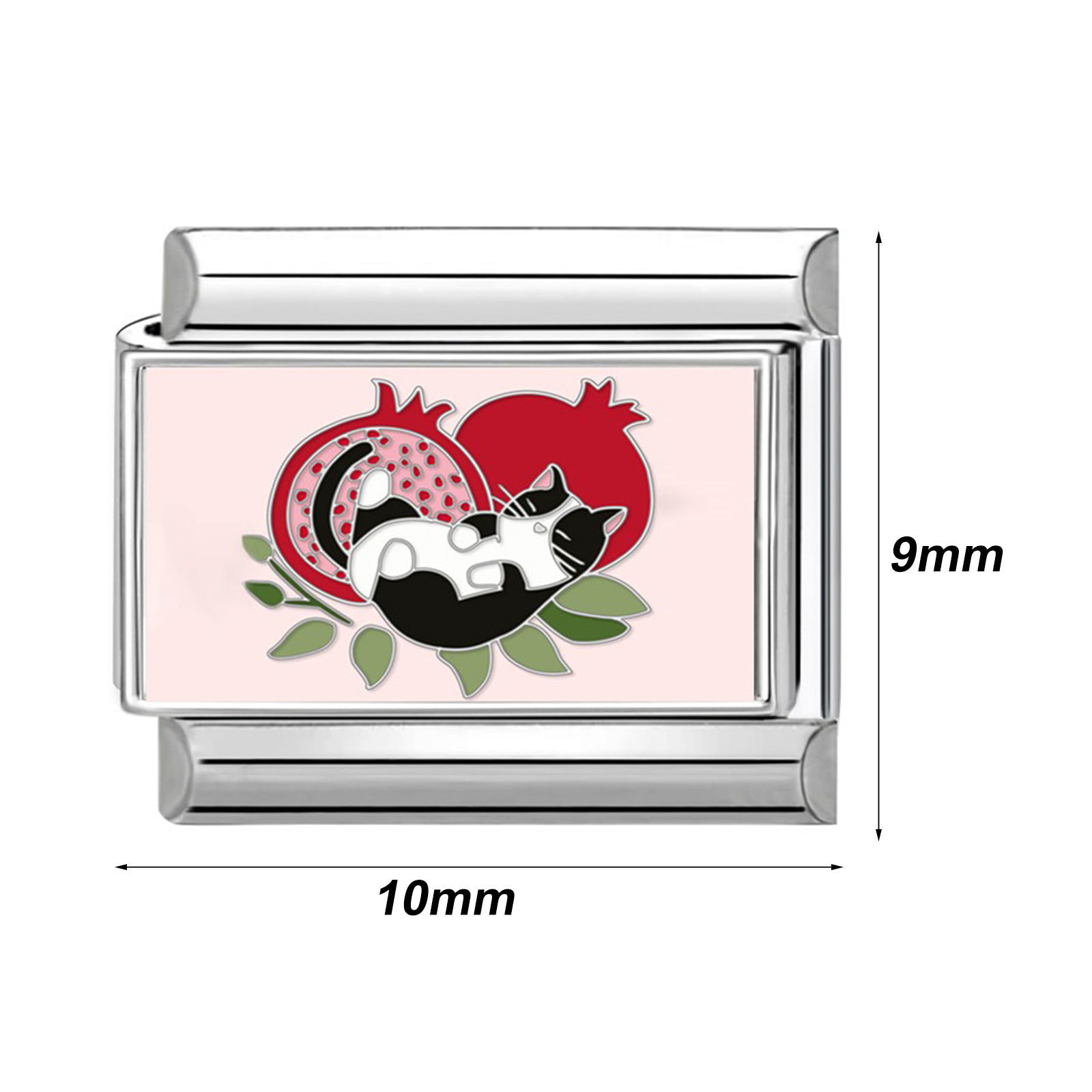 Picture of 304 Stainless Steel Italian Charm Links For DIY Bracelet Jewelry Making Silver Tone Rectangle Cartoon Images 10mm x 9mm