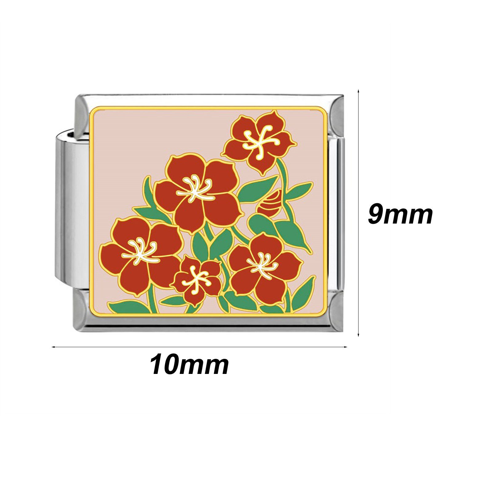 Bild von 304 Edelstahl Charm-Armband mit italienischen Gliedern zur Herstellung von DIY-Schmuck Silberfarbe Bunt Rechteck 10mm x 9mm