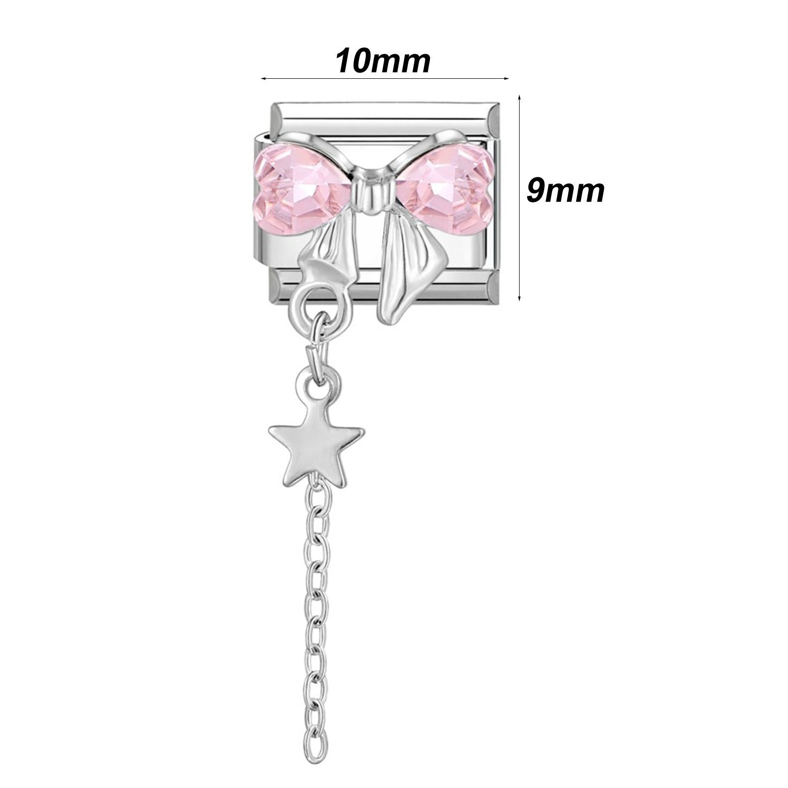Bild von 304 Edelstahl Charm-Armband mit italienischen Gliedern zur Herstellung von DIY-Schmuck Silberfarbe Quast Schleife 10mm x 9mm