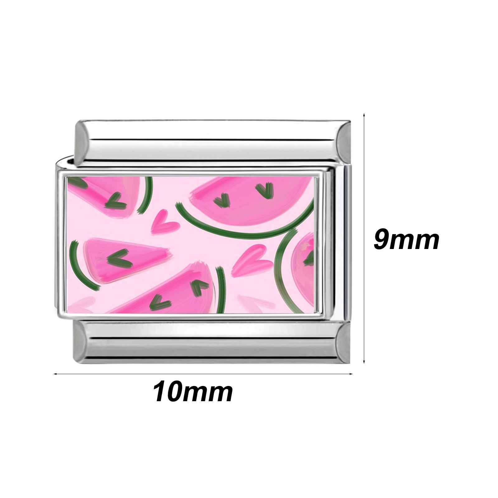 Bild von 304 Edelstahl Charm-Armband mit italienischen Gliedern zur Herstellung von DIY-Schmuck Silberfarbe Bunt Rechteck 10mm x 9mm