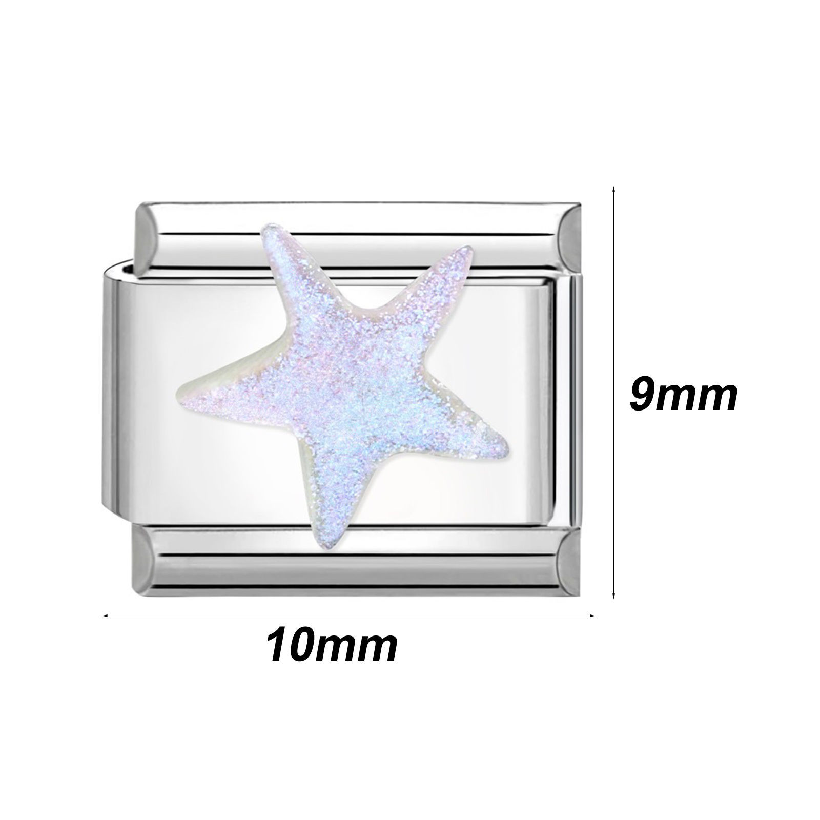 Bild von 304 Edelstahl Charm-Armband mit italienischen Gliedern zur Herstellung von DIY-Schmuck Silberfarbe Bunt Rechteck 10mm x 9mm